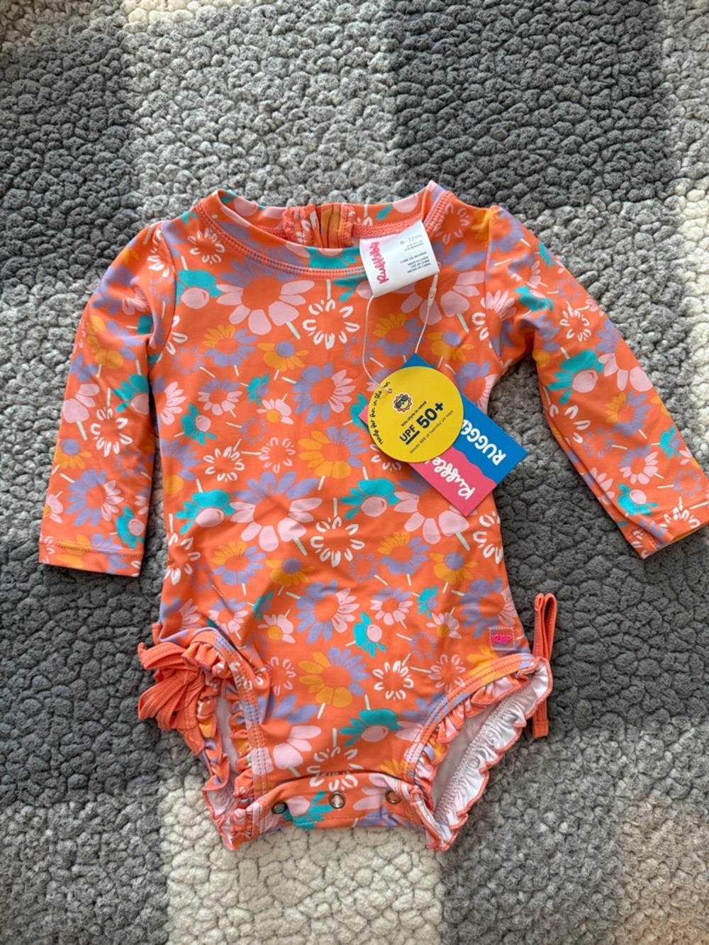 NWT Ruffle Butts Long Sleeve One Piece Rash Guards - Picture 4 of 6